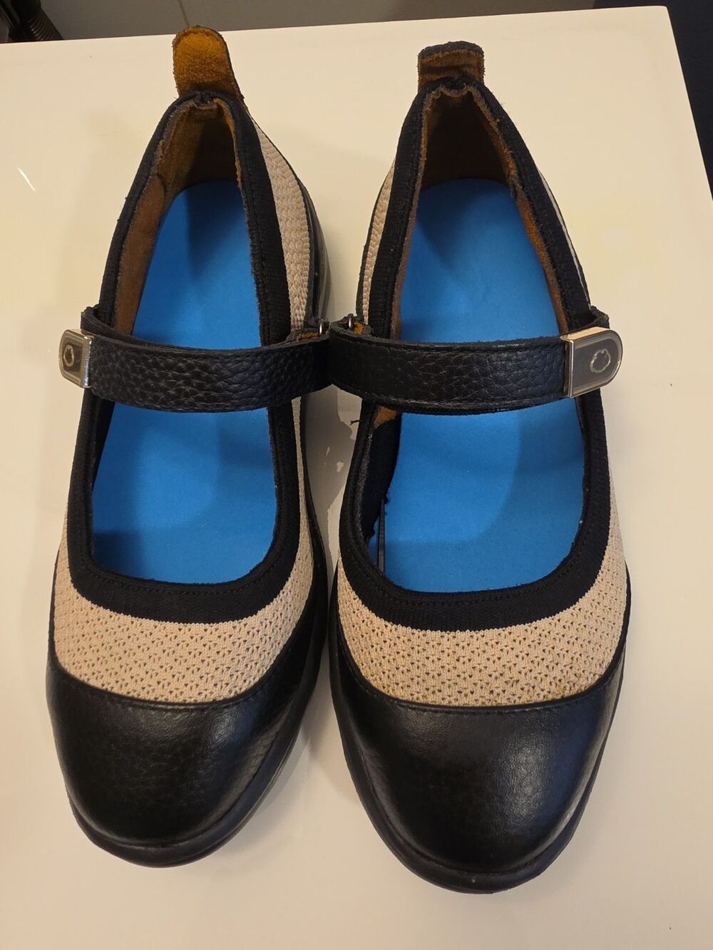 New Dr. Comfort Jackie Mary Jane Orthotic Shoes Womens 6.5M Black Tan Leather